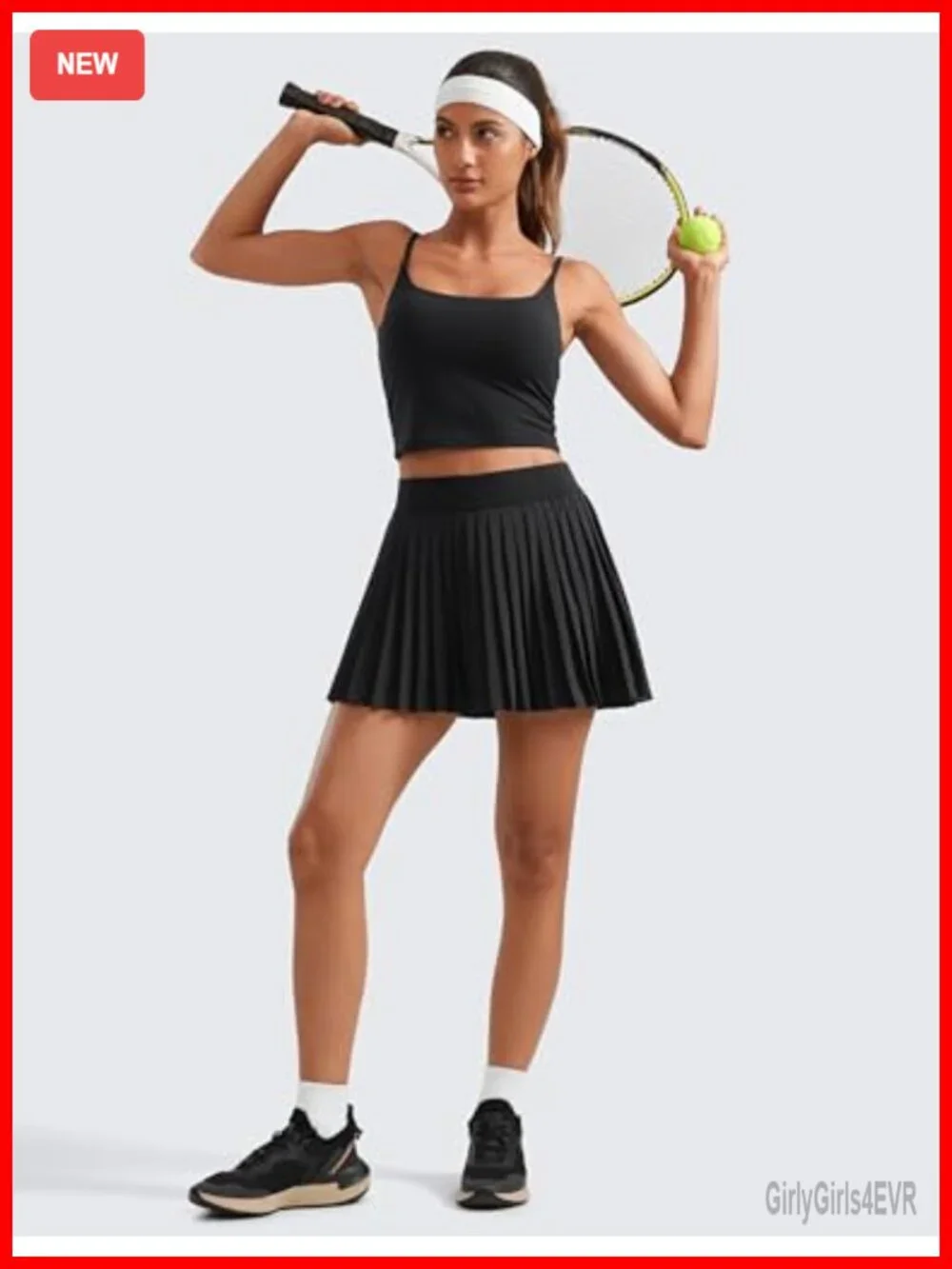 Women's Pleated Tennis Skort High Waisted A Line with Inner Pockets